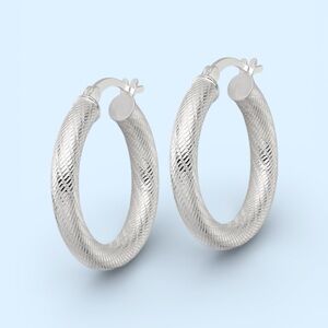 Chic Textured Silver Hoop Earrings